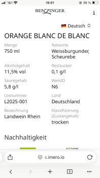 Weingut Benzinger, Orange Blanc de Blanc 2025