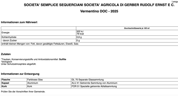 Sequerciani, Vermentino 2025